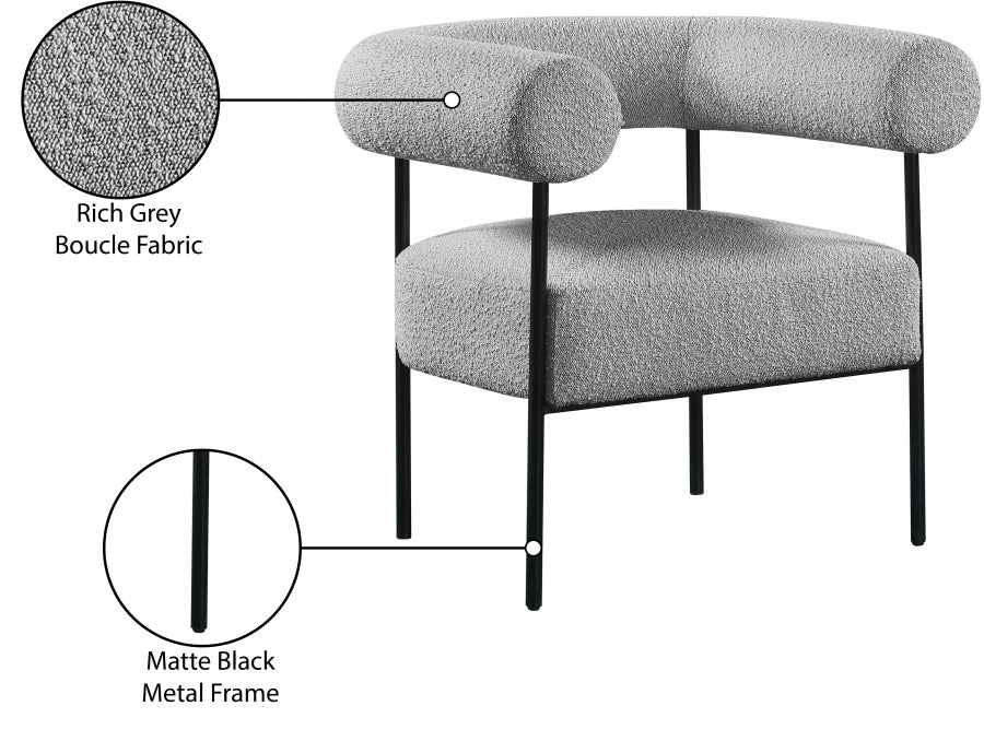 Blake Grey Boucle Fabric Accent Chair - 527Grey - Vega Furniture