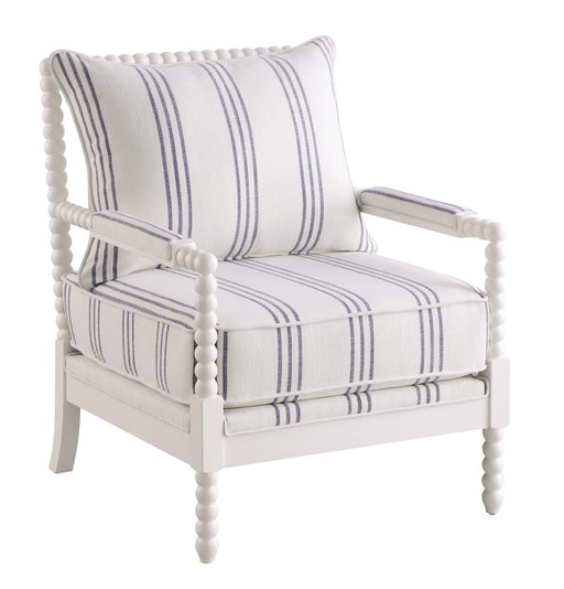 Blanchett White/Navy Upholstered Accent Chair with Spindle Accent - 903835 - Vega Furniture
