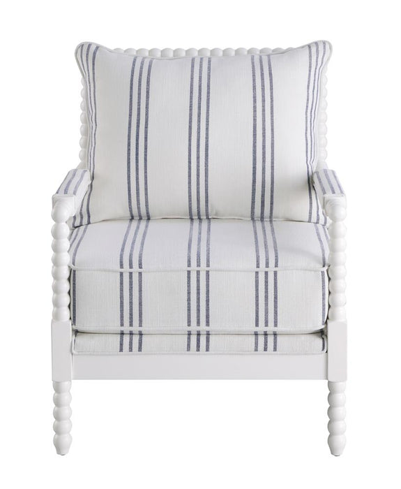 Blanchett White/Navy Upholstered Accent Chair with Spindle Accent - 903835 - Vega Furniture