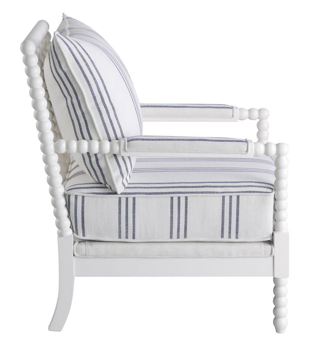 Blanchett White/Navy Upholstered Accent Chair with Spindle Accent - 903835 - Vega Furniture