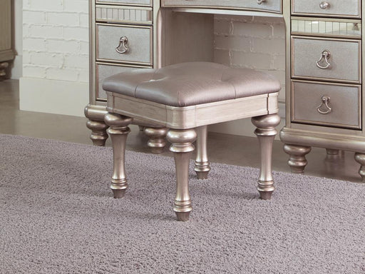 Bling Game Metallic Platinum Upholstered Vanity Stool - 204189 - Vega Furniture