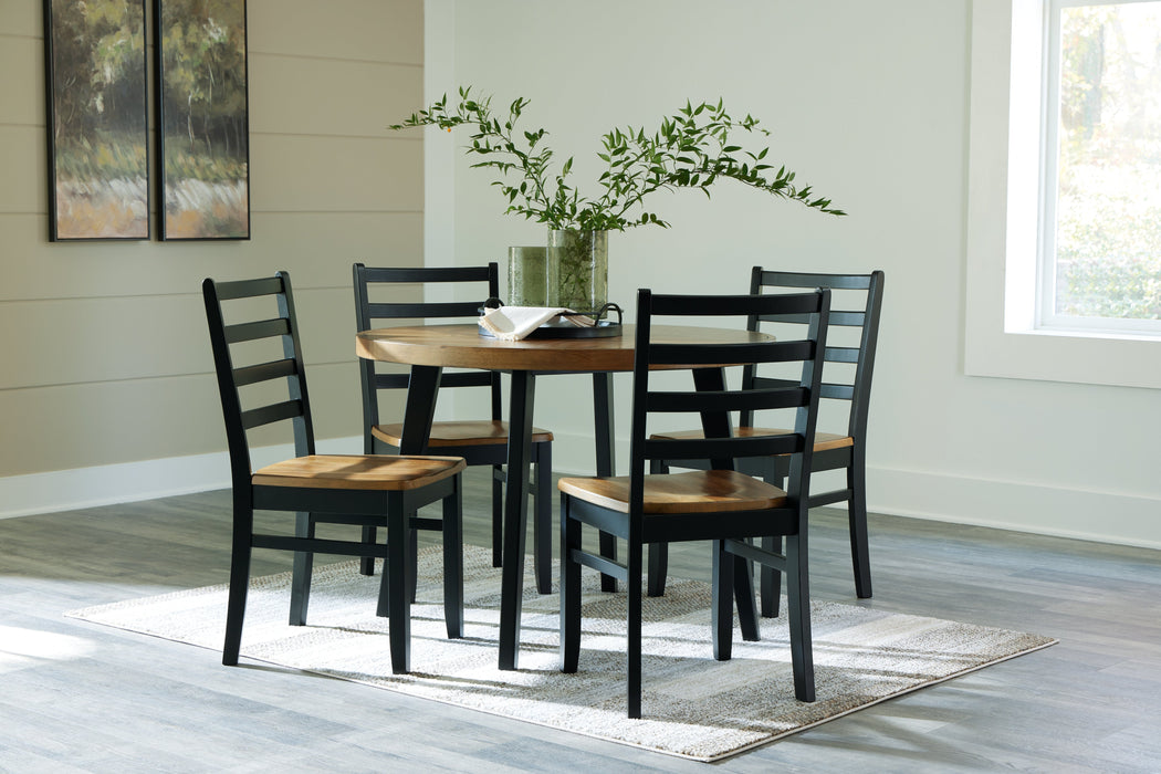 Blondon Brown/Black Dining Table and 4 Chairs (Set of 5) - D413-225 - Vega Furniture