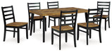 Blondon Brown/Black Dining Table and 6 Chairs (Set of 7) - D413-425 - Vega Furniture