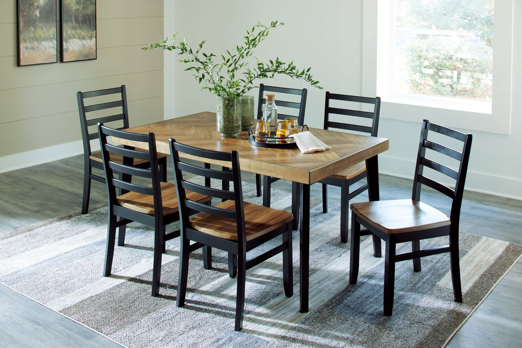 Blondon Brown/Black Dining Table and 6 Chairs (Set of 7) - D413-425 - Vega Furniture
