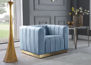 Blue Light Marlon Velvet Chair - 603SkyBlu-C - Vega Furniture