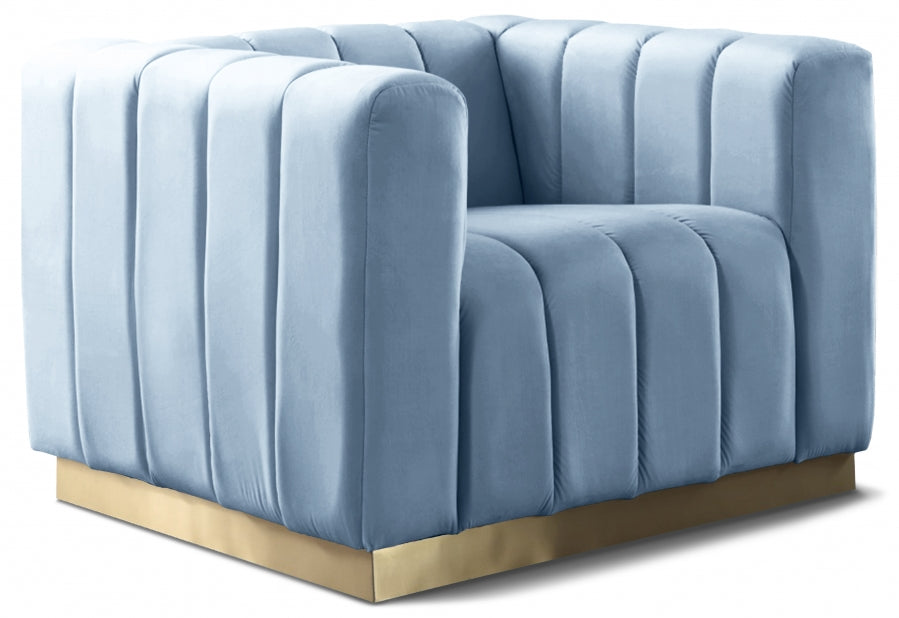 Blue Light Marlon Velvet Chair - 603SkyBlu-C - Vega Furniture