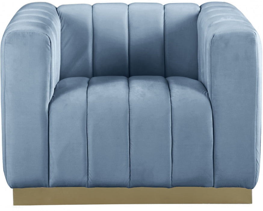 Blue Light Marlon Velvet Chair - 603SkyBlu-C - Vega Furniture