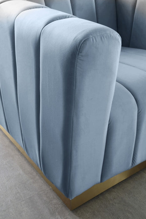 Blue Light Marlon Velvet Chair - 603SkyBlu-C - Vega Furniture