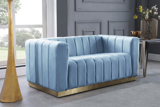 Blue Light Marlon Velvet Loveseat - 603SkyBlu-L - Vega Furniture