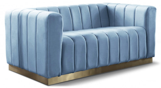 Blue Light Marlon Velvet Loveseat - 603SkyBlu-L - Vega Furniture