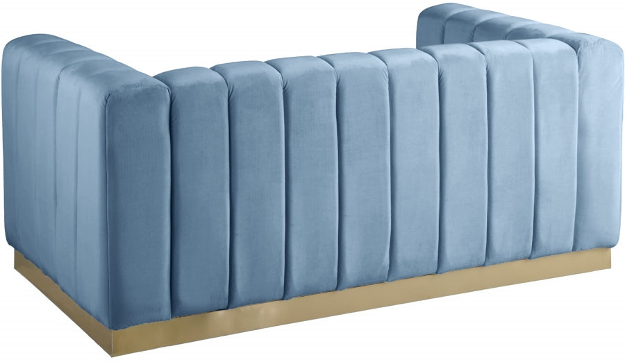 Blue Light Marlon Velvet Loveseat - 603SkyBlu-L - Vega Furniture