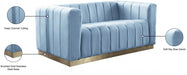 Blue Light Marlon Velvet Loveseat - 603SkyBlu-L - Vega Furniture