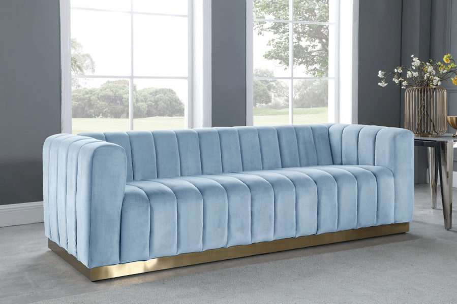 Blue Light Marlon Velvet Sofa - 603SkyBlu-S - Vega Furniture