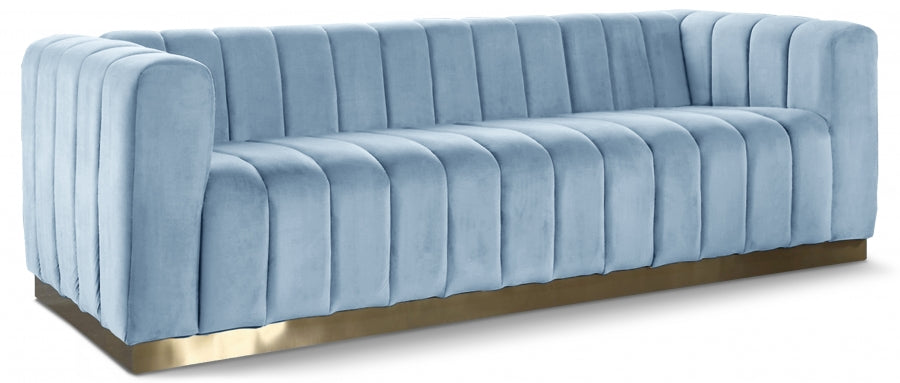 Blue Light Marlon Velvet Sofa - 603SkyBlu-S - Vega Furniture