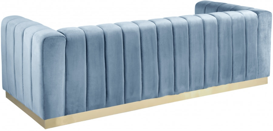 Blue Light Marlon Velvet Sofa - 603SkyBlu-S - Vega Furniture