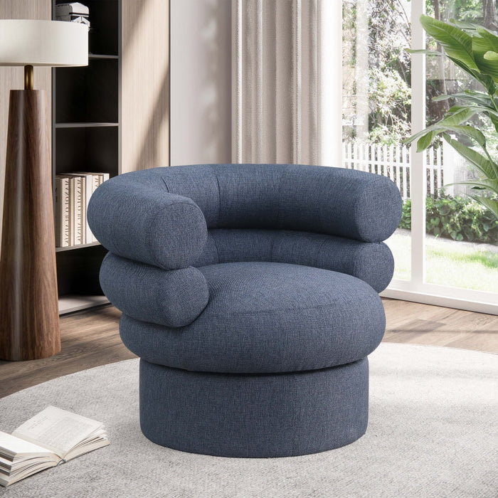 Blue Valentina Linen Textured Fabric Accent Chair - 570Navy - Vega Furniture