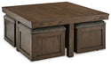 Boardernest Brown Coffee Table with 4 Stools - T738-20 - Vega Furniture