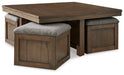 Boardernest Brown Coffee Table with 4 Stools - T738-20 - Vega Furniture