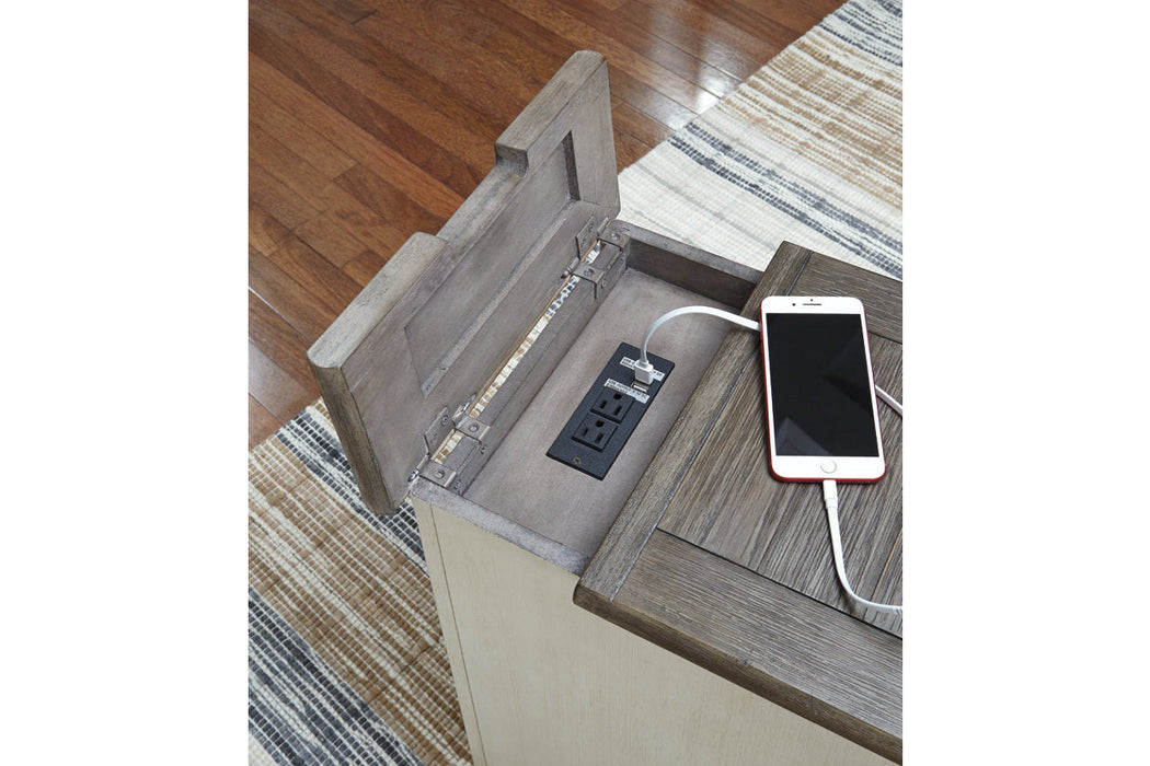Bolanburg Two-tone Chairside End Table with USB Ports & Outlets - T637-7 - Vega Furniture
