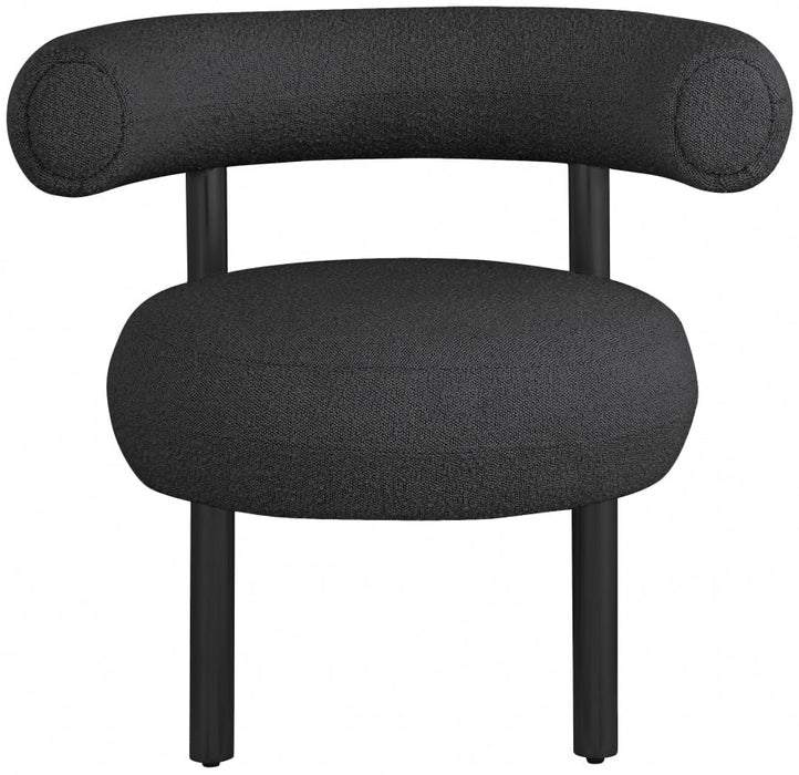 Bordeaux Black Boucle Fabric Accent Chair - 495Black - Vega Furniture