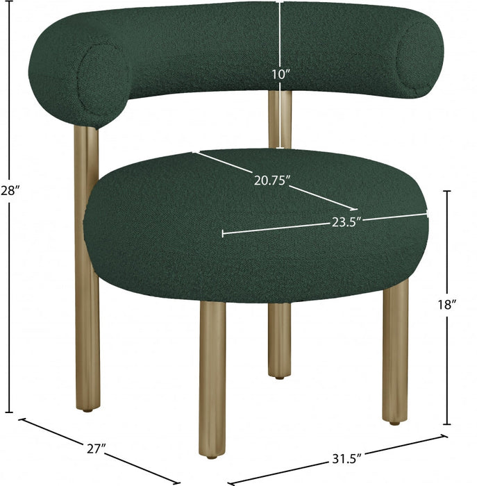 Bordeaux Green Boucle Fabric Accent Chair - 494Green - Vega Furniture