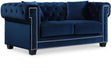 Bowery Blue Velvet Loveseat - 614Navy-L - Vega Furniture