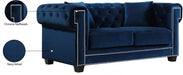 Bowery Blue Velvet Loveseat - 614Navy-L - Vega Furniture