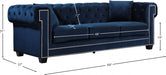 Bowery Blue Velvet Loveseat - 614Navy-L - Vega Furniture