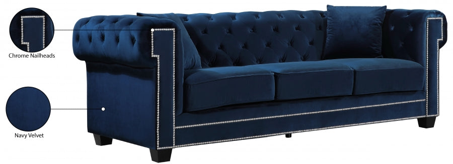 Bowery Blue Velvet Sofa - 614Navy-S - Vega Furniture