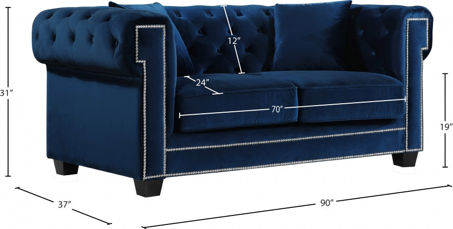 Bowery Blue Velvet Sofa - 614Navy-S - Vega Furniture