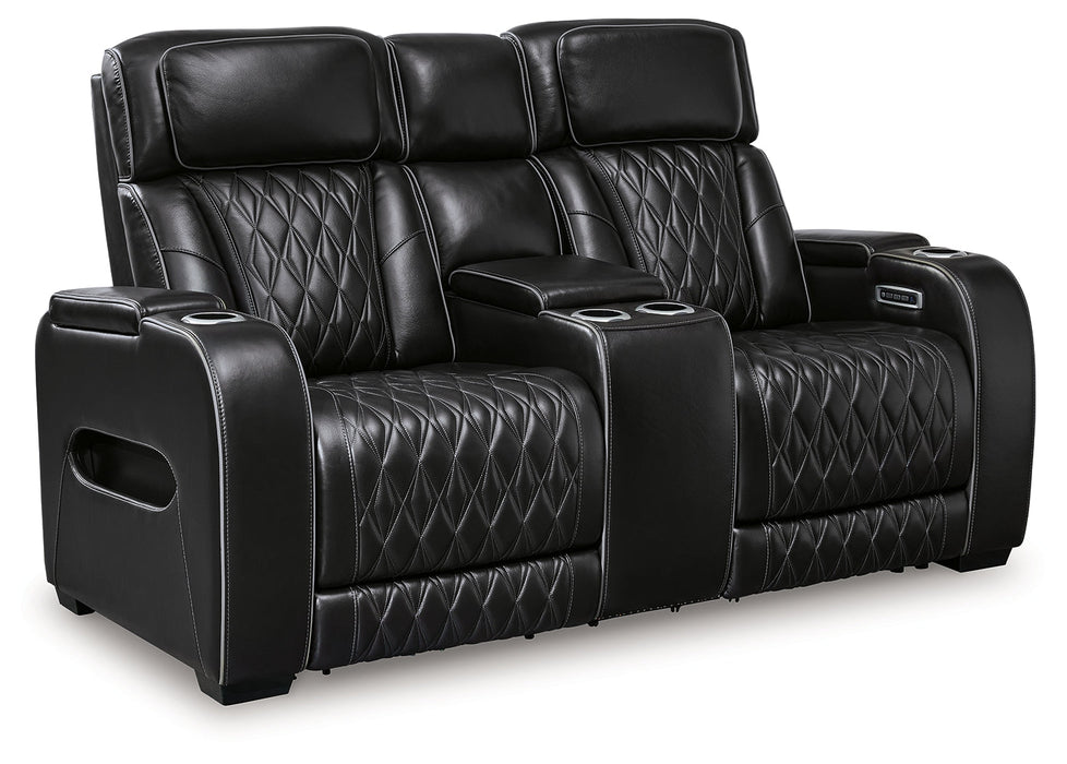 Boyington Black Power Reclining Loveseat with Console - U2710618 - Vega Furniture