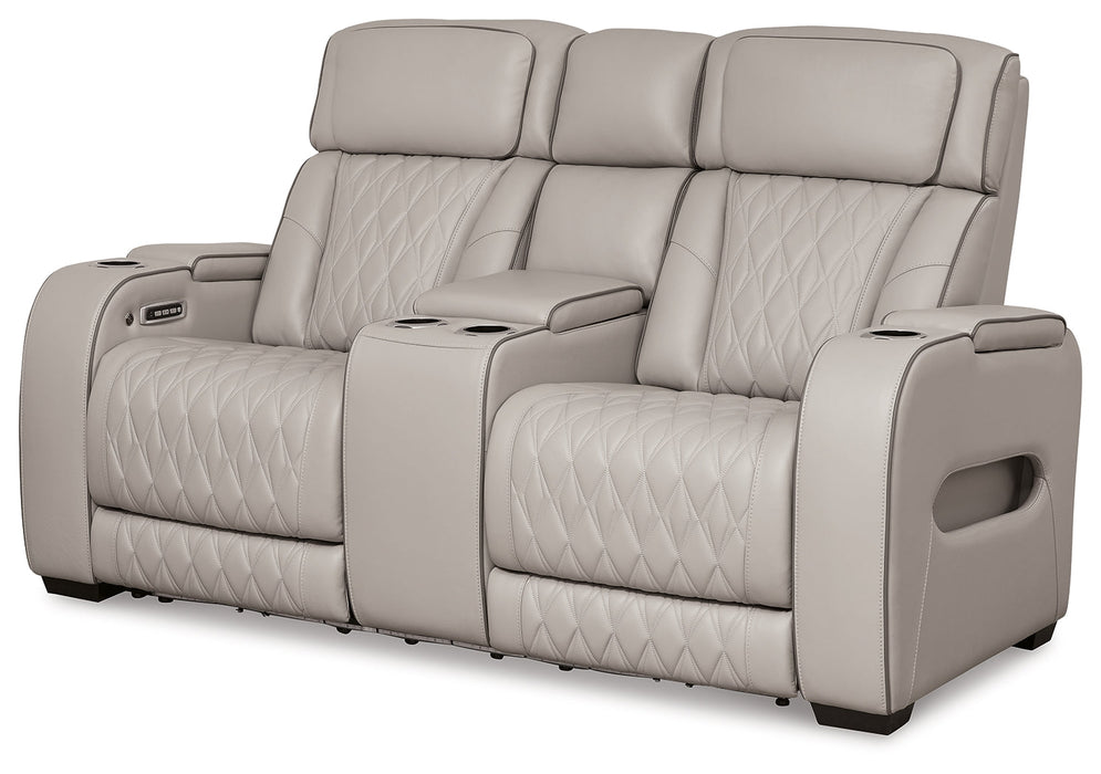 Boyington Gray Power Reclining Loveseat with Console - U2710518 - Vega Furniture