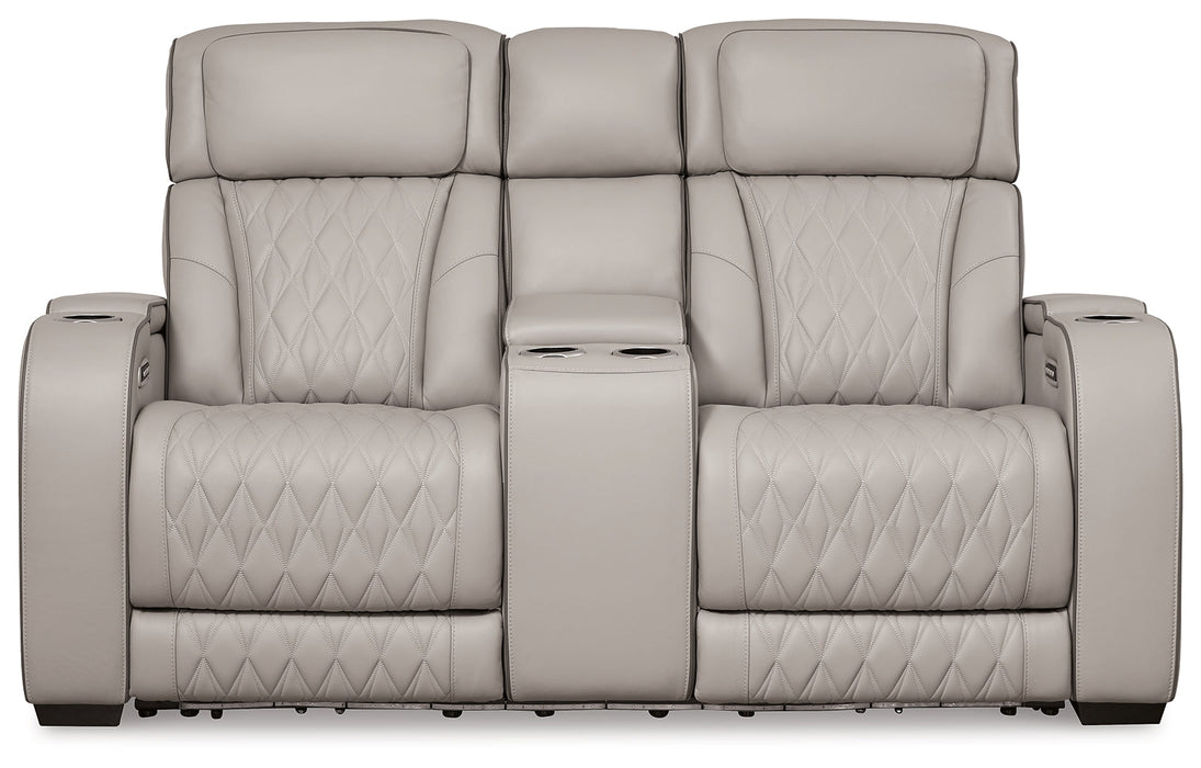 Boyington Gray Power Reclining Loveseat with Console - U2710518 - Vega Furniture