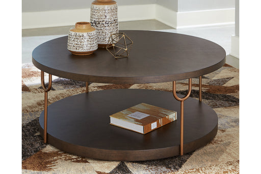 Brazburn Dark Brown/Gold Finish Coffee Table - T185-8 - Vega Furniture