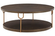 Brazburn Dark Brown/Gold Finish Coffee Table - T185-8 - Vega Furniture