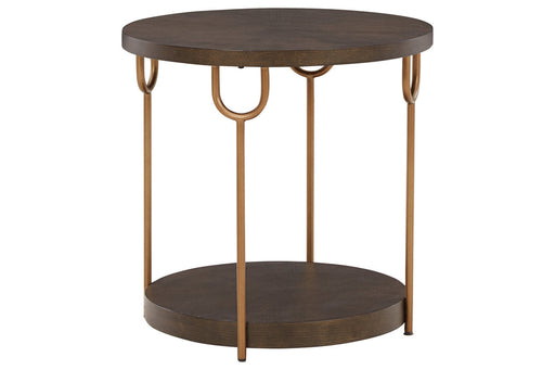 Brazburn Dark Brown/Gold Finish End Table - T185-6 - Vega Furniture