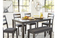 Bridson Gray Dining Table and Chairs with Bench, Set of 6 - D383-325 - Vega Furniture