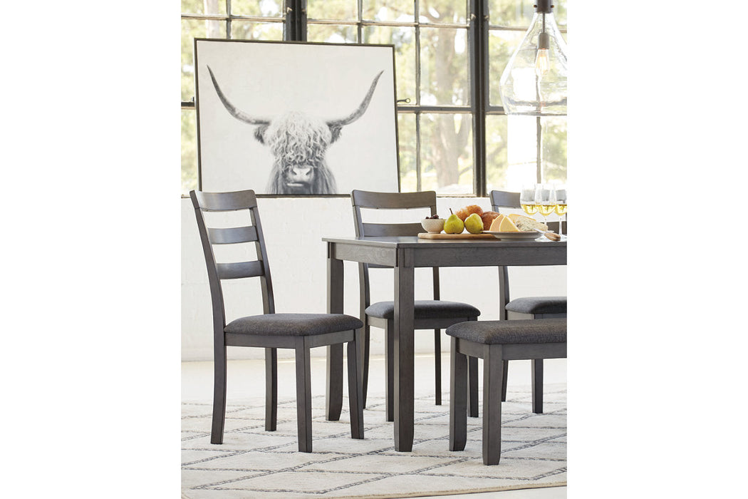 Bridson Gray Dining Table and Chairs with Bench, Set of 6 - D383-325 - Vega Furniture