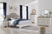 Brollyn Chipped White Upholstered Panel Bedroom Set - SET | B773-54 | B773-57 | B773-92 | B773-46 - Vega Furniture