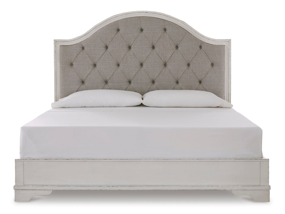 Brollyn Chipped White Upholstered Panel Bedroom Set - SET | B773-54 | B773-57 | B773-92 | B773-46 - Vega Furniture