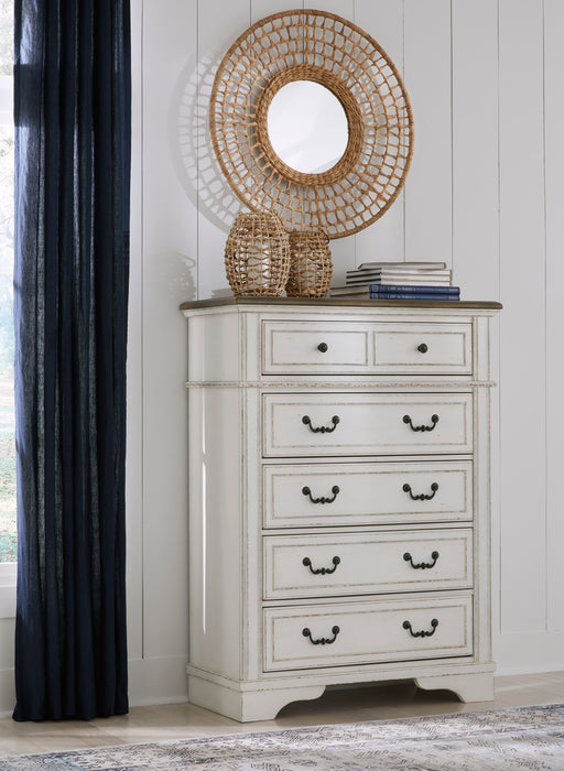 Brollyn Chipped White Upholstered Panel Bedroom Set - SET | B773-54 | B773-57 | B773-92 | B773-46 - Vega Furniture