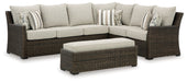 Brook Ranch Brown Outdoor Sofa Sectional/Bench with Cushion, Set of 3 - P465-822 - Vega Furniture