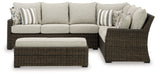 Brook Ranch Brown Outdoor Sofa Sectional/Bench with Cushion, Set of 3 - P465-822 - Vega Furniture
