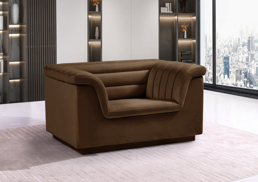 Brown Cascade Velvet Fabric Chair - 192Brown-C - Vega Furniture