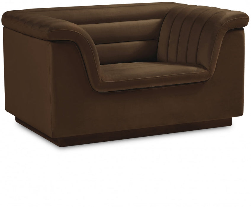 Brown Cascade Velvet Fabric Chair - 192Brown-C - Vega Furniture