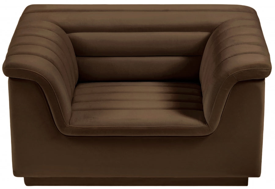 Brown Cascade Velvet Fabric Chair - 192Brown-C - Vega Furniture