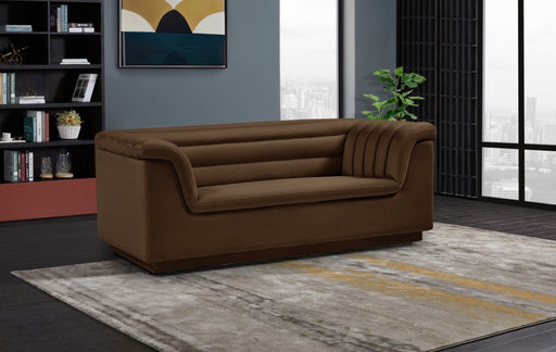 Brown Cascade Velvet Fabric Loveseat - 192Brown-L - Vega Furniture