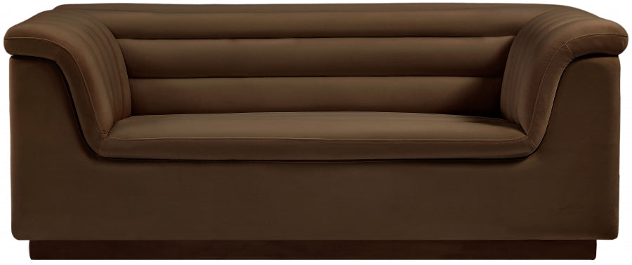 Brown Cascade Velvet Fabric Loveseat - 192Brown-L - Vega Furniture