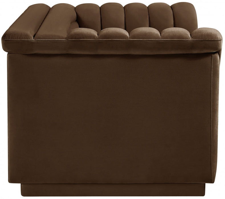 Brown Cascade Velvet Fabric Loveseat - 192Brown-L - Vega Furniture