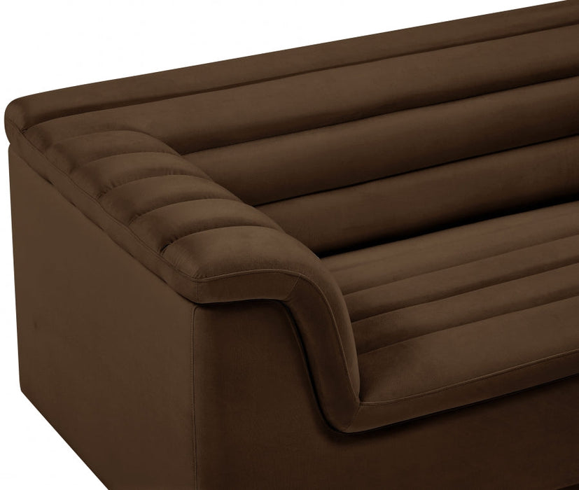 Brown Cascade Velvet Fabric Loveseat - 192Brown-L - Vega Furniture